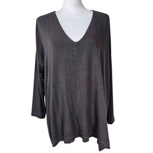 Bryn Walker Dolman Sleeve Tunic Top M Brown Siro Rayon Stretch Relaxed Lagenlook